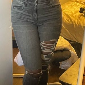 American eagle grey High rise ripped jeans